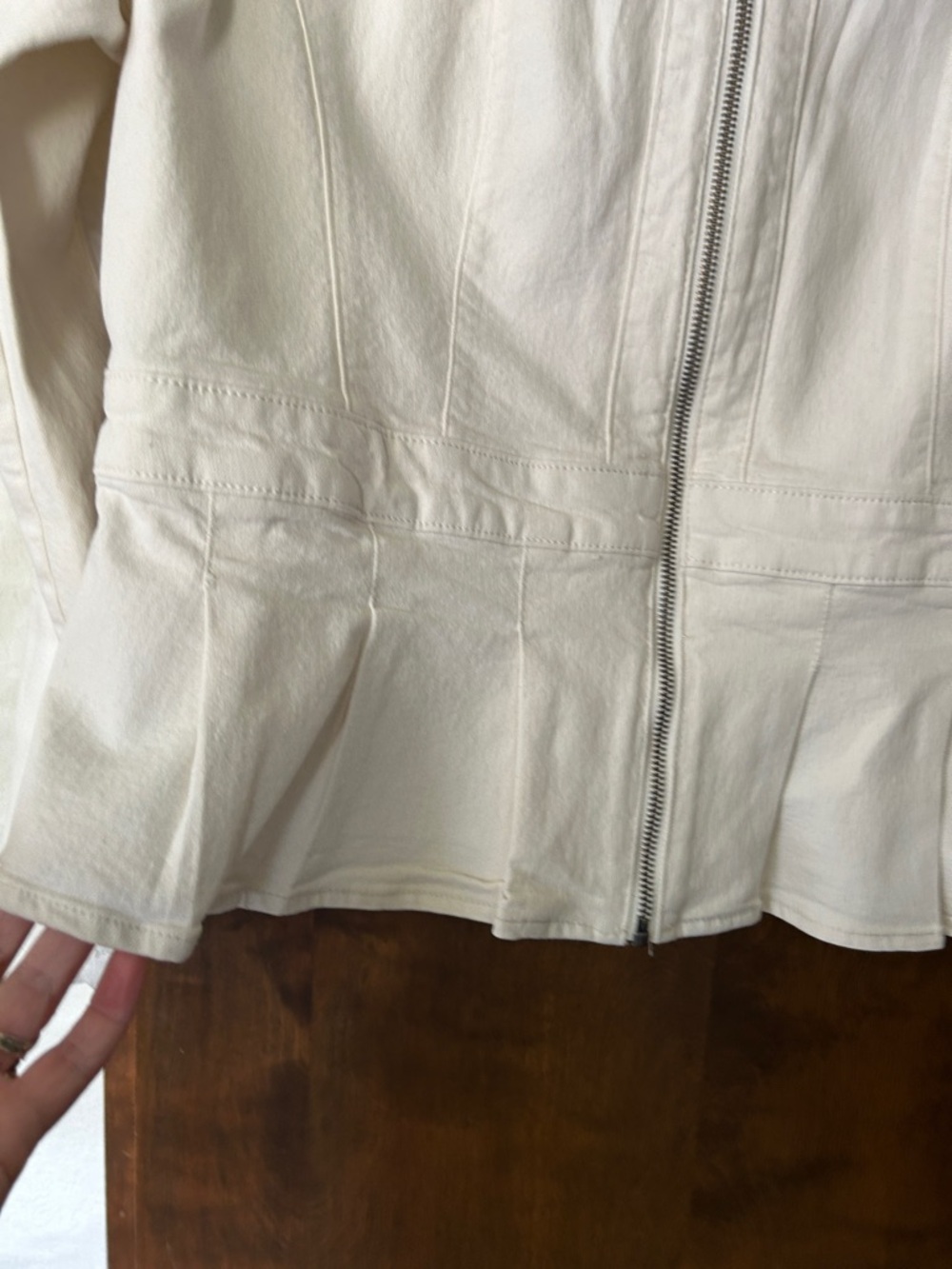 DKNY WHITE PEPLUM ZIP UP MOTO LONG SLEEVE JACKET SIZE LARGE - Picture 2 of 13